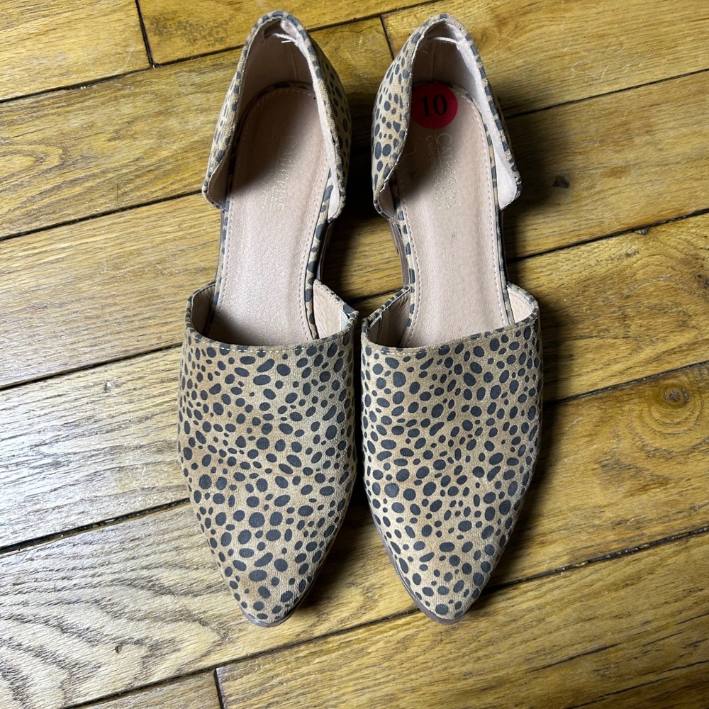 Catherine Catherine Malandrino Cheetah Print d'Orsay‎ Flats Tan Black Size 10